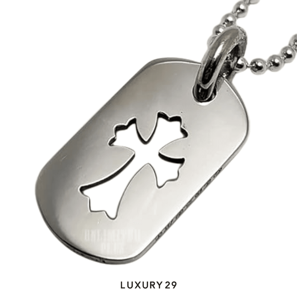 Dog tag cross necklace clearance