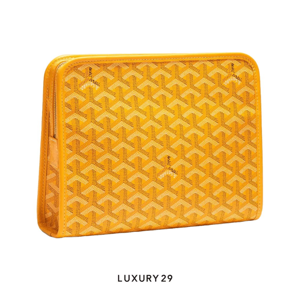 Yellow toiletry bag top