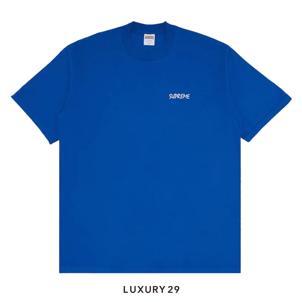 Blue and black supreme shirt shop